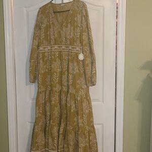 Spartina 449 Mustard Yellow Floral Maxi Dress